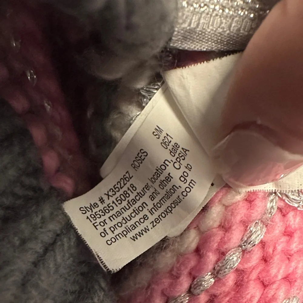 Kids Striped Pink and Gray Beanie